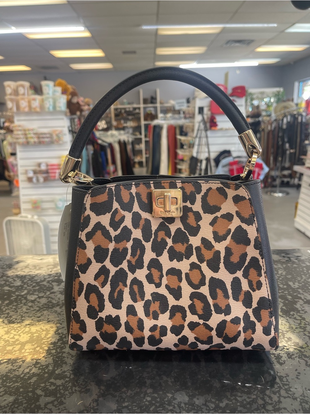 kate spade Leopard-Print Mini Top-Handle Bag - Black & Brown
